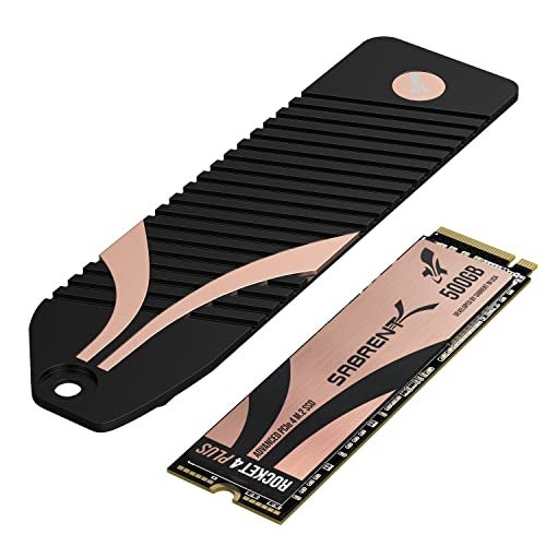 SABRENT 500GB Rocket 4 Plus NVMe 4.0 Gen4 PCIe M.2 Internal Extreme Performance SSD + M.2 NVMe Heatsink for The PS5 Console (SB-RKT4P-PSHS-500)