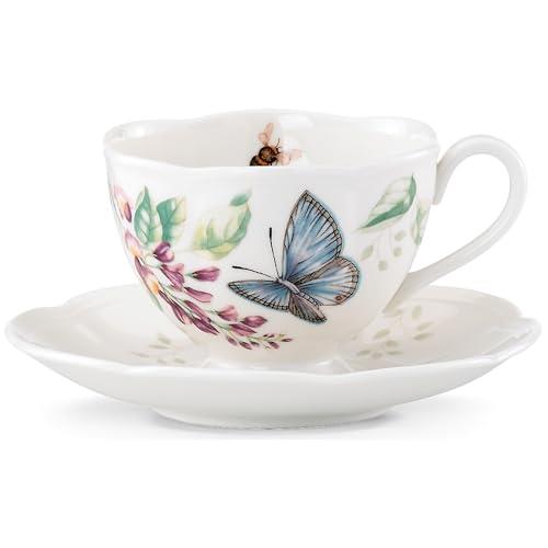 Lenox Porcelain Meadow Cup and Saucer, 1.3 LB, Blue Butterfly