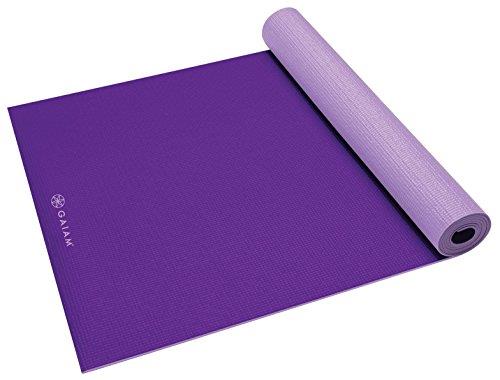 Gaiam Yoga Mat Premium Solid Color Reversible Non Slip Exercise & Fitness Mat for All Types of Yoga, Pilates & Floor Workouts, Plum/Jam, 6mm, 68" L x 24" W x 6mm Thick