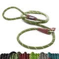 Friends Forever Extremely Durable Dog Rope Leash, Premium Quality Training Slip Lead, Reflective, Thick Heavy Duty, Sturdy Nylon, Comfortable for The Strong Large Medium Small Pets 6 feet, Olive