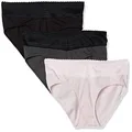 Warner's Womens Blissful Benefits No Muffin 3 Pack Hipster Panties, Black/Pale Pink/Dark Gray Heather, Large