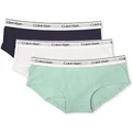 Calvin Klein Girls' Little Modern Cotton Hipster Underwear, Multipack, Teal/Classic White/Symphony Blue, Large