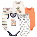Hudson Baby Unisex Baby Cotton Sleeveless Bodysuits, Wild Safari, 0-3 Months