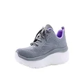 Skechers Women's GO Walk Hyper Burst Lace Up Sneaker, Grey/Purple, 7.5 US EU