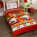 Father Christmas Kids Santa Presents Xmas Quilt Duvet Cover and Pillowcase Bedding Bed Set, Multi-Colour, Single
