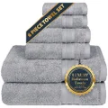 TRIDENT Soft & Plush Towels Pack of 6 Towels - 2 Extra Large Bath (76*137cm), 2 Large Hand (41*66cm), 2 WASH Cloths (30*30cm) 100% Premium Cotton Extra Soft Highly Absorbent Long Lasting - Silver