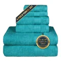 TRIDENT Soft & Plush Towels Pack of 6 Towels - 2 Extra Large Bath (76 * 137cm), 2 Large Hand (41 * 66cm), 2 WASH Cloths (30 * 30cm) 100% Premium Cotton Extra Soft Highly Absorbent Long Lasting - Teal