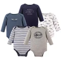 Hudson Baby Unisex Baby Cotton Long-Sleeve Bodysuits, Aviation, 3-6 Months