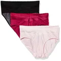 Warner's Womens Blissful Benefits No Muffin 3 Pack Hipster Panties, Pink/Sangria/Black Red Dot, Medium
