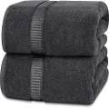 Utopia Towels - Pack of 2 Soft Cotton Machine Washable Extra Large Grey Bath Towel - Luxury Bath Sheet 90 x 180 cm, Grey