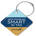 Dynotag Web/GPS Enabled QR Smart Deluxe Steel Luggage Tag & Braided Steel Loop: Square (Stripes)