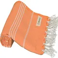 Bersuse 100% Cotton Anatolia Turkish Towel - 37X70 Inches, Orange