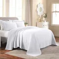SUPERIOR 100% Cotton Fleur De Lis Matelasse Twin Bedspread, White