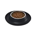 Amazon Basics Round Silicone Mat and Pet Bowl, Large (25 cm), Black