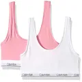 Calvin Klein Girls' Modern Cotton Bralette, Singles and Multipack, 2 Pack - Satchet Pink, Classic White, Small