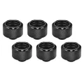 Thermaltake Pacific C-PRO G1/4 PETG Tube 16mm OD Compression CL-W214-CU00BL-B, Black, 6 Pack Fittings