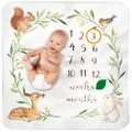 Baby Monthly Milestone Blanket, Soft Woodland Photo Blanket for Baby Boy & Baby Girl, Nursery Bed Blanket, Newborn Essentials, Baby Registry Must Haves