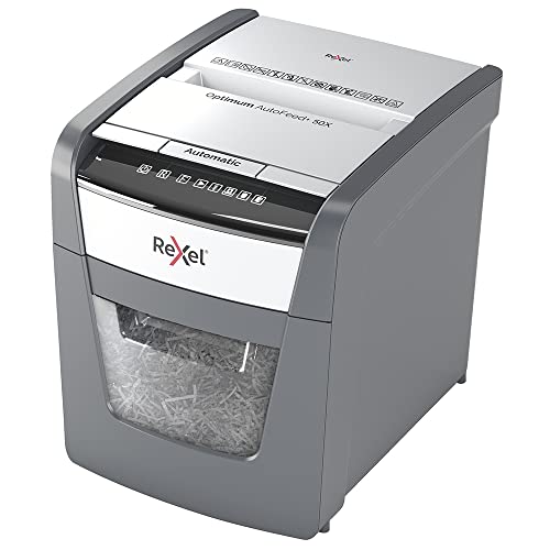 Rexel Optimum Auto Feed+ 50 Sheet Automatic Cross Cut Paper Shredder, P-4 Security, Home/Home Office, 20 Litre Removable Bin, 2020050X AU