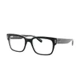 Ray-Ban Men's Rx5388 Jeffery Square Prescription Eyeglass Frames, Black on Transparent/Demo Lens, 53 mm