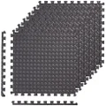 Amazon Basics Interlocking Foam Floor Mat Tiles for Home Gym Exercise, 62.74 x 62.74 x 1.27 CM, Black - Pack of 6