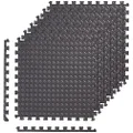 Amazon Basics Interlocking Foam Floor Mat Tiles for Home Gym Exercise, 62.74 x 62.74 x 1.27 CM, Black - Pack of 6