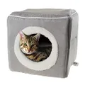 PETMAKER 80-PET6018 Cat Pet Bed, Cave- Soft Indoor Enclosed Covered Cavern/House for Cats, Kittens, and Small Pets with Removable Cushion Pad (Grey), 13x12x12
