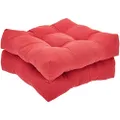 Amazon Basics Tufted Outdoor Seat Patio Cushion, 19 x 19 x 5 Inches, Red - Pack of 2