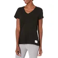 Calvin Klein V-Neck T-Shirts for Women, Black Cotton, Small