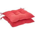 Amazon Basics Tufted Outdoor Square Seat Patio Cushion - Pack of 2, Red