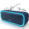 DOSS SoundBox Pro Bluetooth Speaker with 20W Stereo Sound, Active Extra Bass, 20 Hrs Playtime, IPX6 Waterproof, TWS Pairing, Multi-Colors Lights, Portable Speaker for Beach, Outdoor-Blue