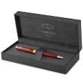 PARKER Sonnet Ballpoint Pen, Red Lacquer with Gold Trim, Medium Point Black Ink (1931476)