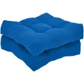 Amazon Basics Tufted Outdoor Seat Patio Cushion, 19 x 19 x 5 Inches, Blue - Pack of 2