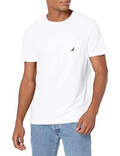 Nautica Men's Solid Crew Neck Short-Sleeve Pocket T-Shirt, Bright White, Large Big Tall