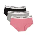 Calvin Klein Girls' Little Modern Cotton Hipster Underwear, Multipack, Sachet Pink/Heather Grey/Black, Large