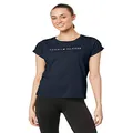 Tommy Hilfiger Women s Cotton Jersey T-Shirt Tommy tommy hilfiger Womens Round neck Logo T Shirt, Navy Blazer, Large US