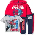 Transformers Graphic Hoodie, T-Shirt, & Jogger Sweatpant, 3-Piece Athleisure Outfit Bundle Set-Toddler Boys-Optimus, Navy/Red/Heather Grey, 2 Years