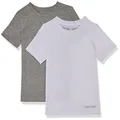 Boys 2 Pack Crew Neck T-Shirt White/Grey Heather XS