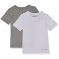 Boys 2 Pack Crew Neck T-Shirt White/Grey Heather XS
