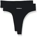 Emporio Armani Underwear Women's Basic Bonding Microfiber 2-Pack Thong Underwear, Black Black, L