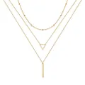 Gold Layered Necklaces for Women - 14K Gold Plated Handmade Multilayer Bar Pearls Coin Disc Moon Butterfly Medallion Adjustable Dainty Layered Choker Necklaces for Women Jewelry, Metal
