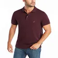 NAUTICA Men's Slim Fit Short Sleeve Solid Soft Cotton Polo Shirt, Shipwreck Burgundy Heather, Medium US