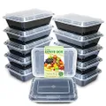 Enther Meal Prep Containers 12 Pack 1 Compartment Single Lids Food Storage Bento BPA Free | Stackable | Reusable Lunch Boxes, Microwave/Dishwasher/Freezer Safe Portion Control (28 oz)
