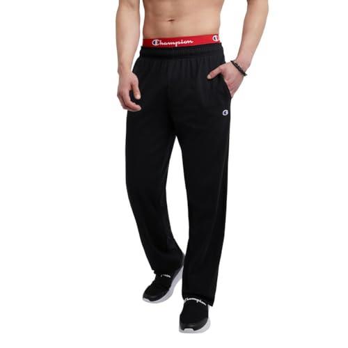 Champion Men's Open Bottom Light Weight Jersey Sweatpant, Black, X-Large