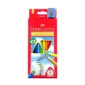 Faber-Castell Junior Triangular Colour Pencils, Pack of 10 plus sharpener, (16-116538-10)