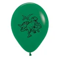 Sempertex Dinosaurs Fashion Forest Green Latex Balloons 6 Piece, 30 cm Size