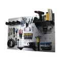 Wall Control 30-WRK-400 GVB 4ft Metal Pegboard Standard Tool Storage Kit - Galvanized Metallic Toolboard & Black Accessories