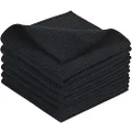 (Black, 30cmx30cm) - Microfibre Thick Waffle Weave Dish Drying cloths Ultra Absorbent Kitchen Cleaning Dish Cloth Scratch Free Dishcloths 30cm x 30cm 6 Pack Black