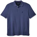 NAUTICA Men's Classic Fit Short Sleeve Solid Soft Cotton Polo Shirt, Blue Indigo Solid, Medium