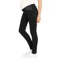 Angel Maternity Women's Maternity Comfortable Stretch Slim Jeans, Black, XS