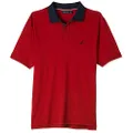 Nautica Men's Classic Fit Short Sleeve Polo Shirt with Contrast Trim, Nautica Red Spinnaker, Small